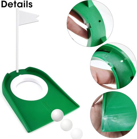 Rovepic 2 Pack Golf Putting Cup Practice Golf Mat Cup with White Flag Putting Training Hole Sport Tool Indoor Outdoor Portable Golf Accuracy Plastic Training Aids Green Golf Putter Regulation Cup in Kuwait