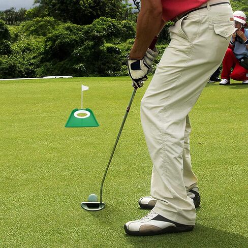 Rovepic 2 Pack Golf Putting Cup Practice Golf Mat Cup with White Flag Putting Training Hole Sport Tool Indoor Outdoor Portable Golf Accuracy Plastic Training Aids Green Golf Putter Regulation Cup in Kuwait