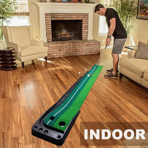 Aliennana Golf Putting Green Mat مع إرجاع الكرة تلقائيًا، مساعد تدريب على ممارسة الجولف، طويل جدًا 9.84 قدم، أخضر احترافي للاستخدام الداخلي/الخارجي مع 4 كرات إضافية حصائر جولف قابلة للطي in Kuwait