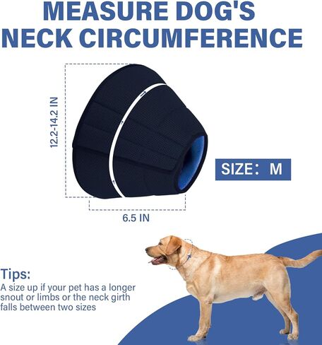 طوق مخروطي ناعم للكلاب، مخروطي للكلاب قابل للتنفس بعد الجراحة للكلاب المتوسطة، طوق خفيف الوزن قابل للتعديل لإيقاف اللعق in Kuwait