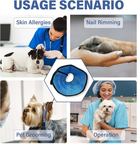 طوق مخروطي ناعم للكلاب، مخروطي للكلاب قابل للتنفس بعد الجراحة للكلاب المتوسطة، طوق خفيف الوزن قابل للتعديل لإيقاف اللعق in Kuwait