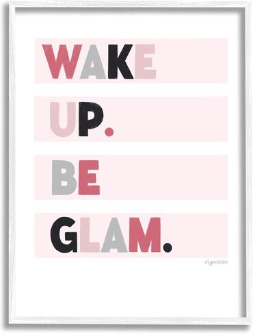 Stupell Industries Wake Up Be Glam Pink Motivating Phrase Framed Wall Art, Design by Kyra Brown in Saudi Arabia