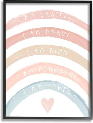 Stupell Industries Inspirational Confidence Rainbow Phrases Framed Wall Art, Design by Daphne Polselli in Saudi Arabia