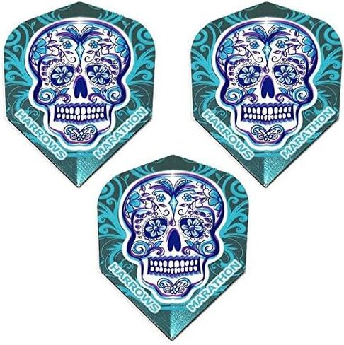 Art Attack Harrows Marathon Sugar Skull Day of The Dead Metallic 100 Micron Extra Strong Dart Flights (1 Set) in Saudi Arabia