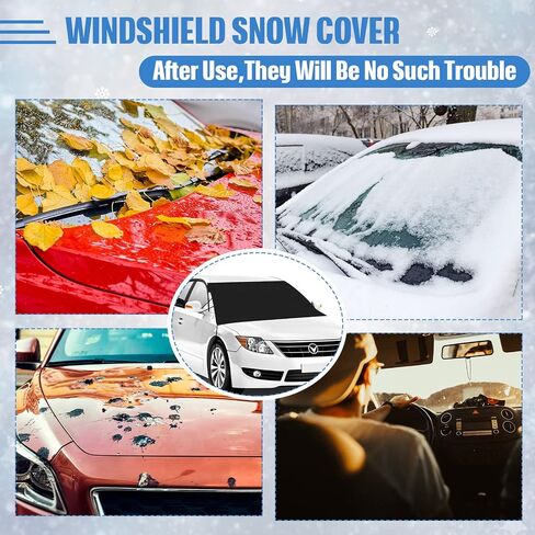 Frienda 4 Pieces Car Windshield Sun Cover Car Side Mirror Snow Cover Soft Snow Sun Mirror Cover Automotive Exterior Accessories Waterproof Snow Wiper Protector for Automobiles SUV Van Truck Sedan in Saudi Arabia