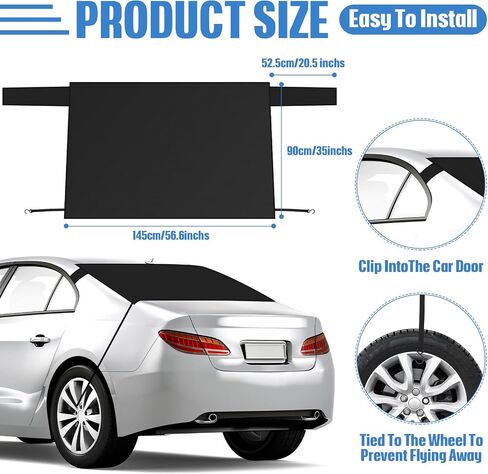 Frienda 4 Pieces Car Windshield Sun Cover Car Side Mirror Snow Cover Soft Snow Sun Mirror Cover Automotive Exterior Accessories Waterproof Snow Wiper Protector for Automobiles SUV Van Truck Sedan in Saudi Arabia