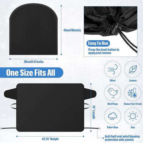 Frienda 4 Pieces Car Windshield Sun Cover Car Side Mirror Snow Cover Soft Snow Sun Mirror Cover Automotive Exterior Accessories Waterproof Snow Wiper Protector for Automobiles SUV Van Truck Sedan in Saudi Arabia