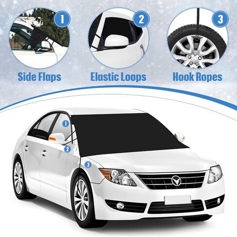 Frienda 4 Pieces Car Windshield Sun Cover Car Side Mirror Snow Cover Soft Snow Sun Mirror Cover Automotive Exterior Accessories Waterproof Snow Wiper Protector for Automobiles SUV Van Truck Sedan in Saudi Arabia