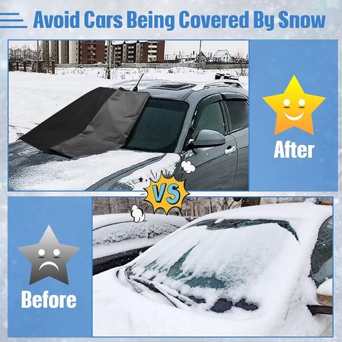 Frienda 4 Pieces Car Windshield Sun Cover Car Side Mirror Snow Cover Soft Snow Sun Mirror Cover Automotive Exterior Accessories Waterproof Snow Wiper Protector for Automobiles SUV Van Truck Sedan in Saudi Arabia