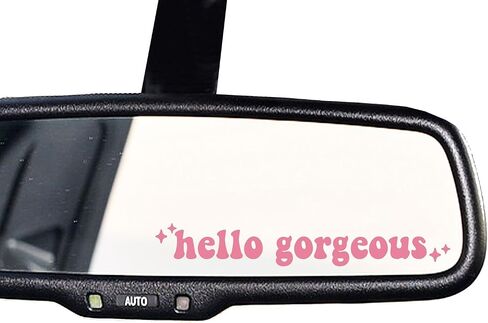 2 x Hello Gorgeous Decal, Car Mirror Sticker, Decal for Women Car Mirror Decal, Drive Safe Decal, New Car Decor, New Car Gift, Rear View Mirror Sticker (White) in Saudi Arabia