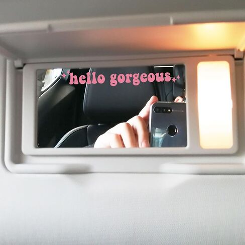 2 x Hello Gorgeous Decal, Car Mirror Sticker, Decal for Women Car Mirror Decal, Drive Safe Decal, New Car Decor, New Car Gift, Rear View Mirror Sticker (White) in Saudi Arabia