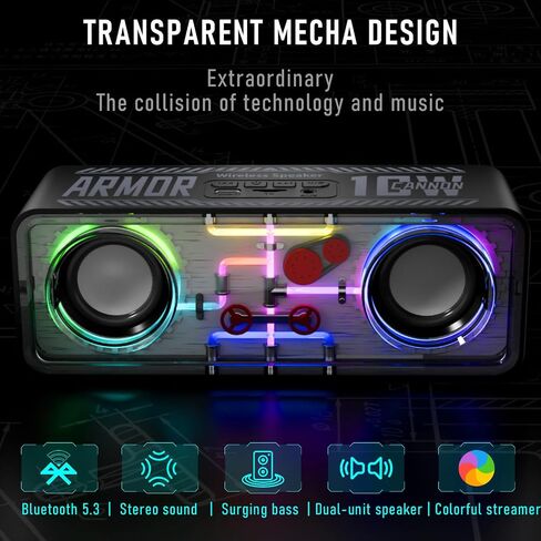 OOYY Mini Wireless Sound Bar with Colorful Flashing Lights - Portable Bluetooth Speaker for Home, Party, and Entertainment (Black) in Saudi Arabia