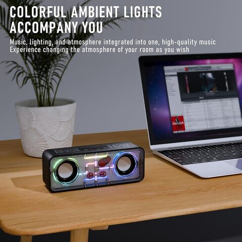 OOYY Mini Wireless Sound Bar with Colorful Flashing Lights - Portable Bluetooth Speaker for Home, Party, and Entertainment (Black) in Saudi Arabia