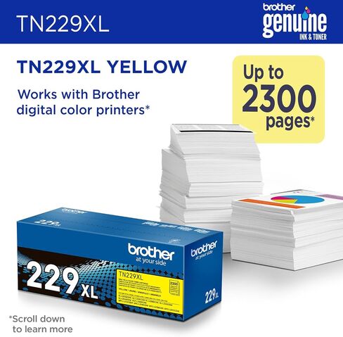 Brother Genuine TN229XLY Yellow High Yield Printer Toner Cartridge - Print up to 2,300 Pages(1) in Saudi Arabia