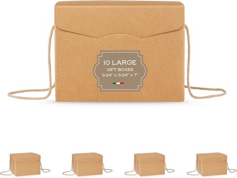 مجموعة صناديق حرفية مكونة من 10 صناديق هدايا بأغطية ومقابض خيطية - مثالية لصناديق هدايا عيد الميلاد وصناديق المخابز وصناديق الهدايا للهدايا | هافانا in Kuwait