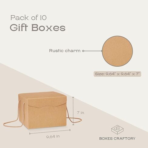 مجموعة صناديق حرفية مكونة من 10 صناديق هدايا بأغطية ومقابض خيطية - مثالية لصناديق هدايا عيد الميلاد وصناديق المخابز وصناديق الهدايا للهدايا | هافانا in Kuwait