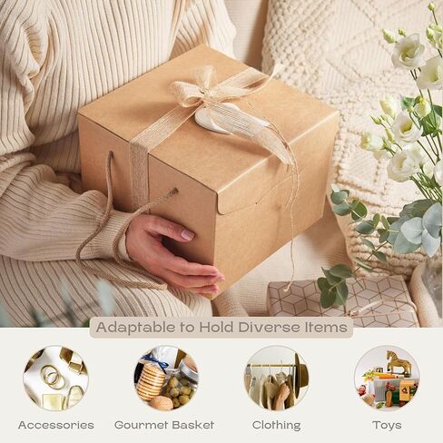 مجموعة صناديق حرفية مكونة من 10 صناديق هدايا بأغطية ومقابض خيطية - مثالية لصناديق هدايا عيد الميلاد وصناديق المخابز وصناديق الهدايا للهدايا | هافانا in Kuwait