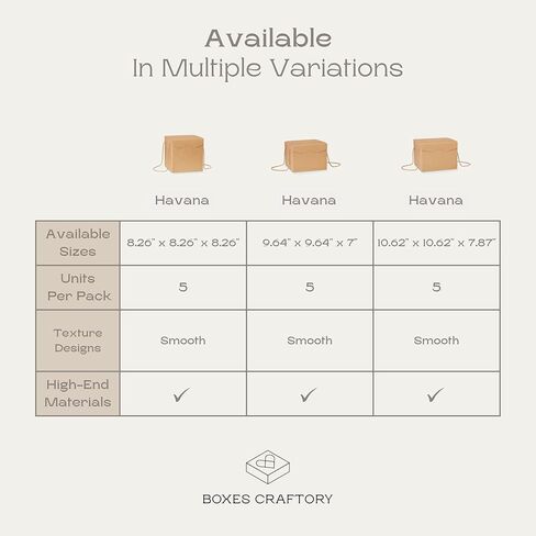 مجموعة صناديق حرفية مكونة من 10 صناديق هدايا بأغطية ومقابض خيطية - مثالية لصناديق هدايا عيد الميلاد وصناديق المخابز وصناديق الهدايا للهدايا | هافانا in Kuwait