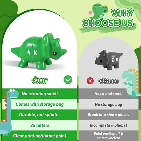 ABC Alphabet Dinosaurs Matching Learning Toy, 26PCS Montessori Double-Sided Dinosaur Toys Match Letter with Uppercase Lowercase, Fine Motor Toys, Preschool Educational Learning Toys for Kid Toddlers in Saudi Arabia