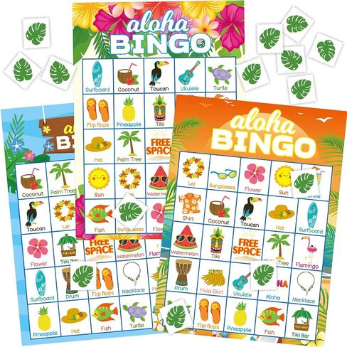 FANCY LAND Luau Bingo Game for Kids 24 Players Hawaiian Aloha Tropical Summer Luau Party Games Favors Supplies in Saudi Arabia