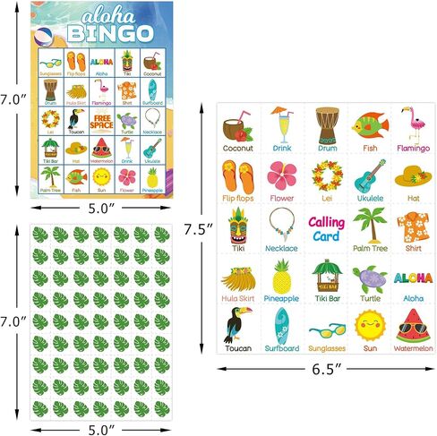 FANCY LAND Luau Bingo Game for Kids 24 Players Hawaiian Aloha Tropical Summer Luau Party Games Favors Supplies in Saudi Arabia