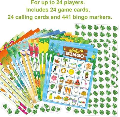FANCY LAND Luau Bingo Game for Kids 24 Players Hawaiian Aloha Tropical Summer Luau Party Games Favors Supplies in Saudi Arabia