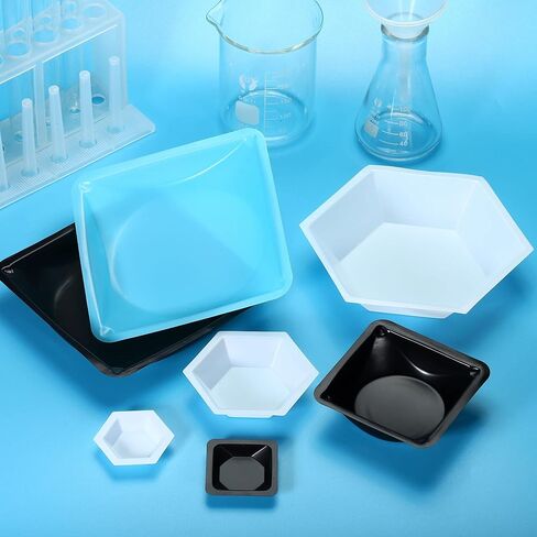 PATIKIL Square Weigh Boats, 2 Pack Plastic Large Scale Trays Powder Dispenser for Weighing Mixing, Black in Saudi Arabia