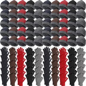 Suhine 40/110 Pcs Winter Hats and Gloves Bulk for Men Women Fleece Lined Beanie & Glove Set Unisex Hats Gloves for Homeless in Saudi Arabia