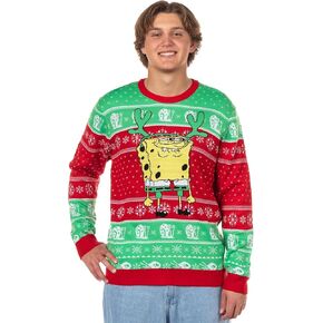 Spongebob Squarepants Ugly Sweater for Christmas Men's Reindeer Bob and Gary Knit Pullover in Saudi Arabia