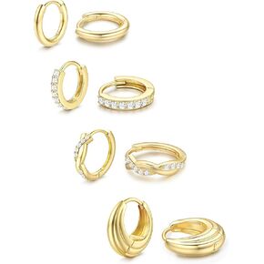Jstyle Small Hoop Earrings for Women Trendy 14K Gold Plated Huggie Earrings Hypoallergenic Cartilage Earring Stack Huggie Hoops Earring Sets for Multiple Piercing in Kuwait