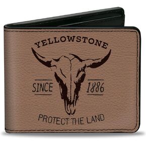 Buckle-Down Paramount Network Yellowstone Wallet, Bifold, Yellowstone Protect the Land Since 1886 Tan Brown, Vegan Leather in Saudi Arabia