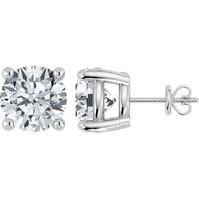 أقراط مرصعة بالألماس من IGI معتمدة من 0.50 إلى 5 قيراط للنساء من الذهب الأبيض/الأصفر عيار 14 قيراط بشكل دائري 4 شقوق لولبية لتغليف صندوق هدايا المجوهرات (لون E-F، وضوح VS1-VS2) in Kuwait