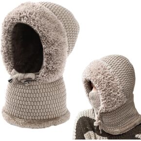 2026 New Women 3-in-1 Winter Balaclava Hats, Outdoors Windproof Scarf Hat, One Piece Fleece Lined Knit Balaclavas Mask Set in Kuwait