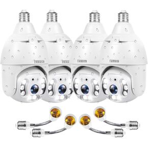 EVERSECU 2K 4MP Light Bulb Security Camera, Outdoor Waterproof, 360° View, 2.4G WiFi&Wireless, Motion Detection, Auto Tracking, 2 Way Audio, Color Night Vision, Work with Alexa Google in Kuwait