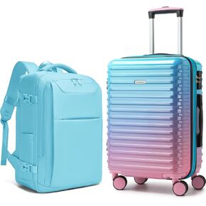 LARVENDER Carry on Luggage 22x14x9 Airline Approved, Expandable 20 Inch Hardside Large Suitcase with Wheels TSA Lock, Lightweigh PC+ABS Travel Carry-on Suitcases for Women and Men, Midnight Berry in Kuwait