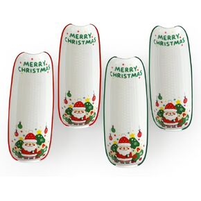 حاملات كوز الذرة السيراميكية من Cinf مقاس 8.8 بوصة، مجموعة من 4 أطباق ذرة، أطباق بيضاء غير قابلة للانزلاق وآمنة للاستخدام في الميكروويف وغسالة الأطباق in Kuwait