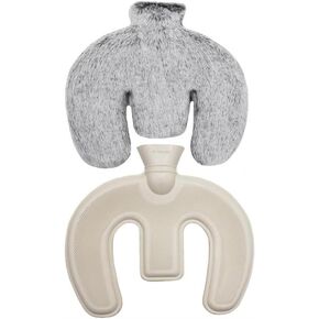 U Shaped Hot Water Bottle, Neck and Shoulder Hot Water Bottle,1L Hot Water Bag with Detachable Cover Soft Plush Neck Warmer,Warmer Hot/Cold Water Wrap Pillow (Pink) in Saudi Arabia