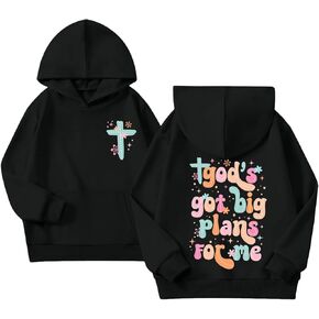 Christian Hoodies for Girls God Bible Verse Hoodie Kids Cute Sweatshirt Faith Hooded Sweatshirt Preppy Pullover Top in Saudi Arabia