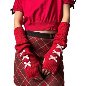 Women's Cute Y2K Arm Warmers Kawaii Knitted Arm Sleeve Fashion Gothic Punk Style Fingerless Sleeve in Saudi Arabia