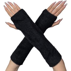 Arm Warmers Fingerless Gloves Women Winter Faux Fur Arm Warmers Wrist Warmers Knit Soft for Women in Saudi Arabia