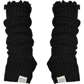 Black Arm Warmers Women Winter Long Black Cotton Fingerless Gloves Knit Mitten Elbow Length Gloves with Thumb Hole, Warm and Comfortable (Cotton) in Saudi Arabia