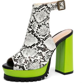 أحذية الكاحل المفتوحة للسيدات ، كعب بلوك مكتنزة ، العلوي من النايلون ، الجوارب الجوربية المنزلق in Kuwait