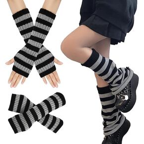 WODECASA Knitted Flared Y2K Leg Warmers for Women, Striped Arm Warmers Streetwear Retro Stretchy Dance Accessories in Saudi Arabia