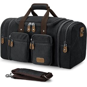 Gonex Canvas Duffle Bag for Travel, Expandable Water Resistant 50L Carry on Duffel Overnight Weekender Gym Bag with Wet Dry Separation Pocket & Suitcase Handle Sleeve, Grey in Kuwait