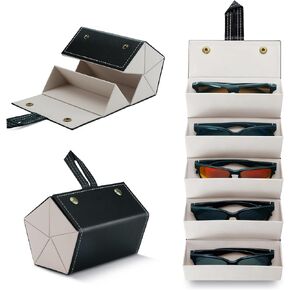 حامل منظم النظارات الشمسية للسفر من DEAFRAIN، حافظة نظارات قابلة للطي، أزواج متعددة لتخزين النظارات المحمولة للنساء والرجال in Kuwait