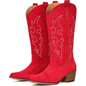 IUV Cowboy Boots For Women Western Cowgirl Boots Mid Calf Pointy Toe Boot in Kuwait