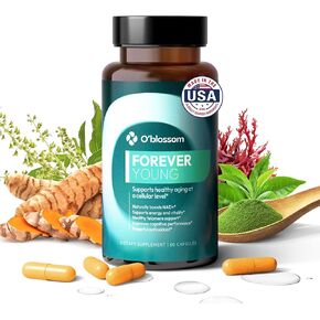 O'blossom Forever Young NAD+ Supplement - Clinically Studied NMN Resveratrol Formula with NADH Supplement - Boosts NAD+ in 14 Days, Supports Healthy Aging, Cognitive Function & Mitochondrial Health in Saudi Arabia
