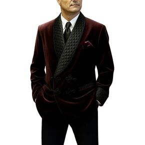 Wedding Attire Men's Double Breasted Smoking Jackets Dinner Party Wear Smoking Jacket Burgundy Velvet Smoking Jackets in Saudi Arabia