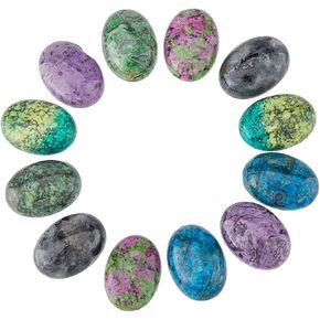 SUPERFINDINGS 12Pcs 6 Styles Jasper Oval Gemstone Cabochons Semi-Precious Gemstones Crystal Quartz Agate Cabochon Dyed Flatback Stone Cabochon for Necklace Bracelet Earring Jewelry Making Craft in Saudi Arabia
