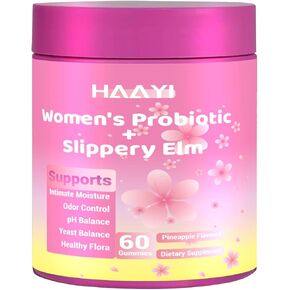 Womens Probiotic Slippery Elm,Pineapple Gummies for Women ph Balance & Immune System,Vaginal Probiotic Gummies,Suagr-Free,Veagn,Slippery Elm for Women,60 Gummies in Saudi Arabia